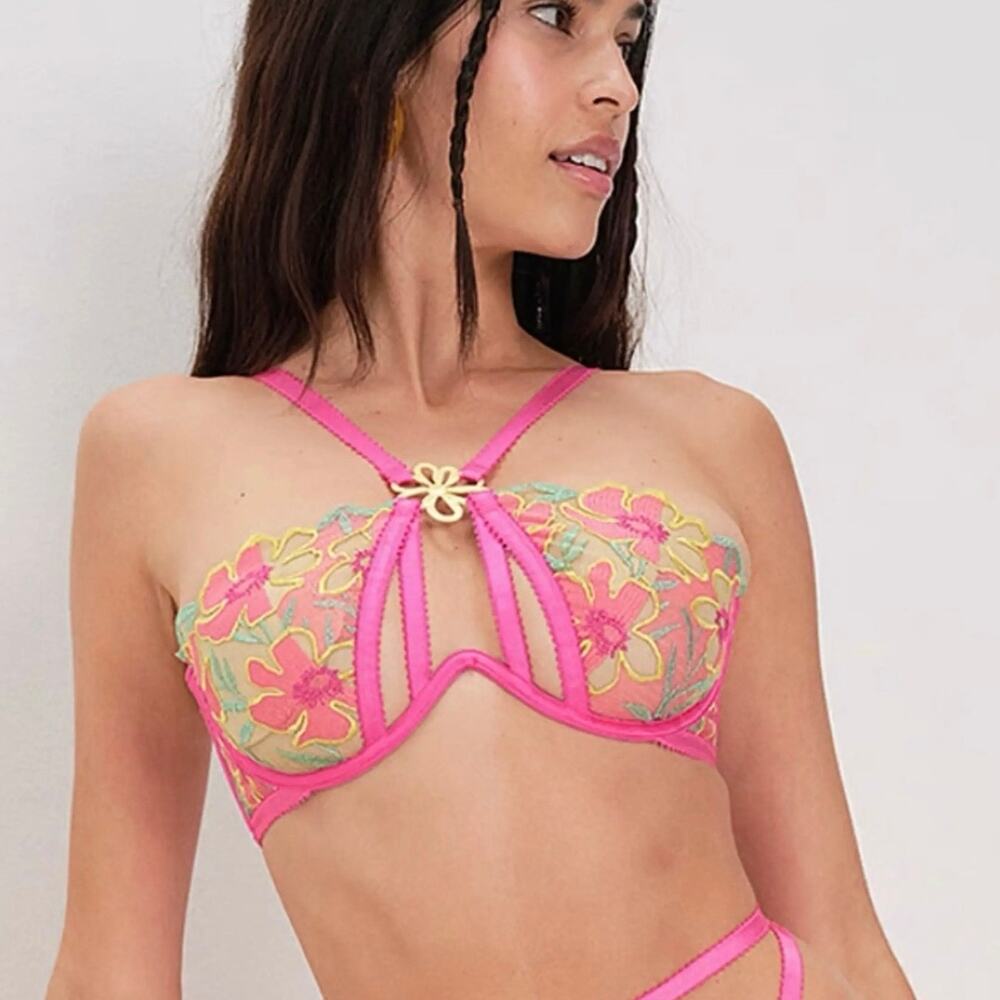 For Love & Lemons NWT Lucy XXS Pink Harness Underwire Bra